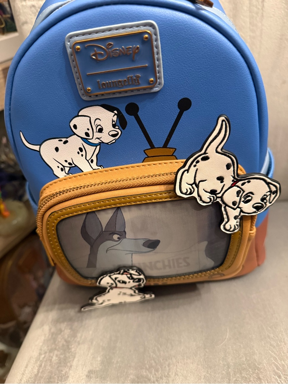 Loungefly Disney 101 Dalmatians K9 Krunchies Blue and Tan Mini Backpack